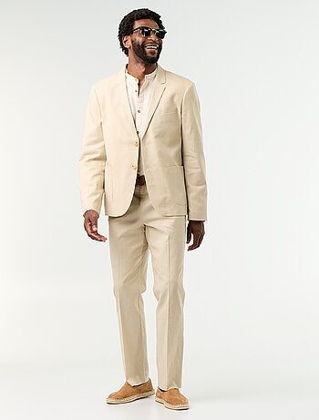 Pantalón de traje slim de lino mezclado