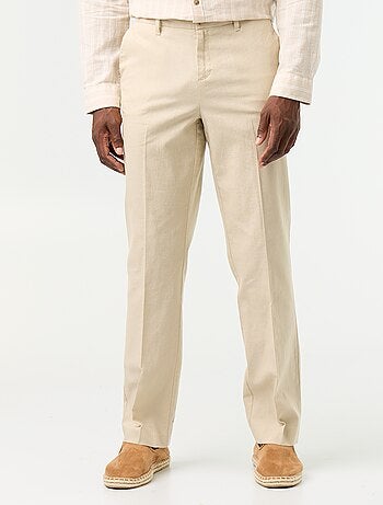 Pantalón de traje slim de lino mezclado