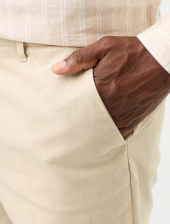 Pantalón de traje slim de lino mezclado