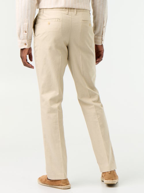 Pantalón de traje slim de lino mezclado - Kiabi