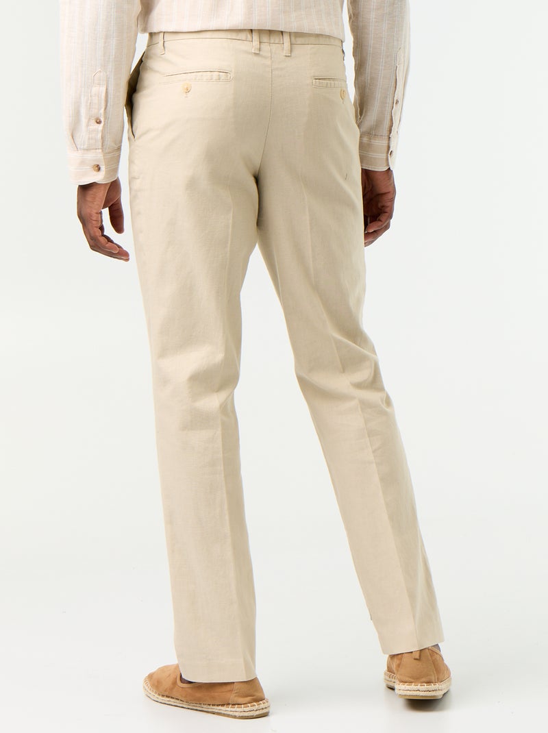 Pantalón de traje slim de lino mezclado Beige - Kiabi