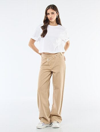 Pantalón de twill con abertura asimétrica