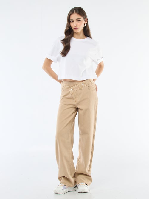 Pantalón de twill con abertura asimétrica - Kiabi