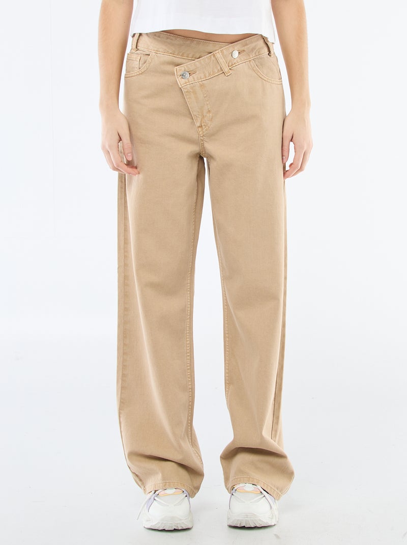 Pantalón de twill con abertura asimétrica Beige - Kiabi