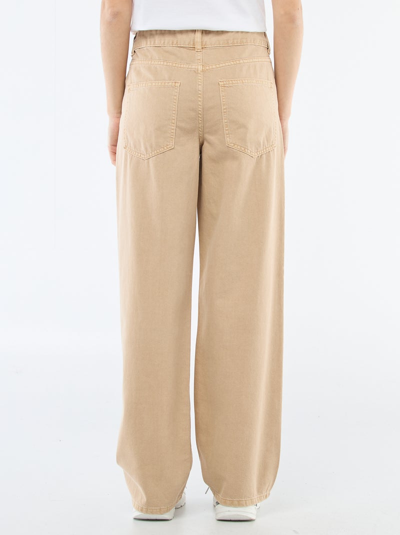Pantalón de twill con abertura asimétrica Beige - Kiabi