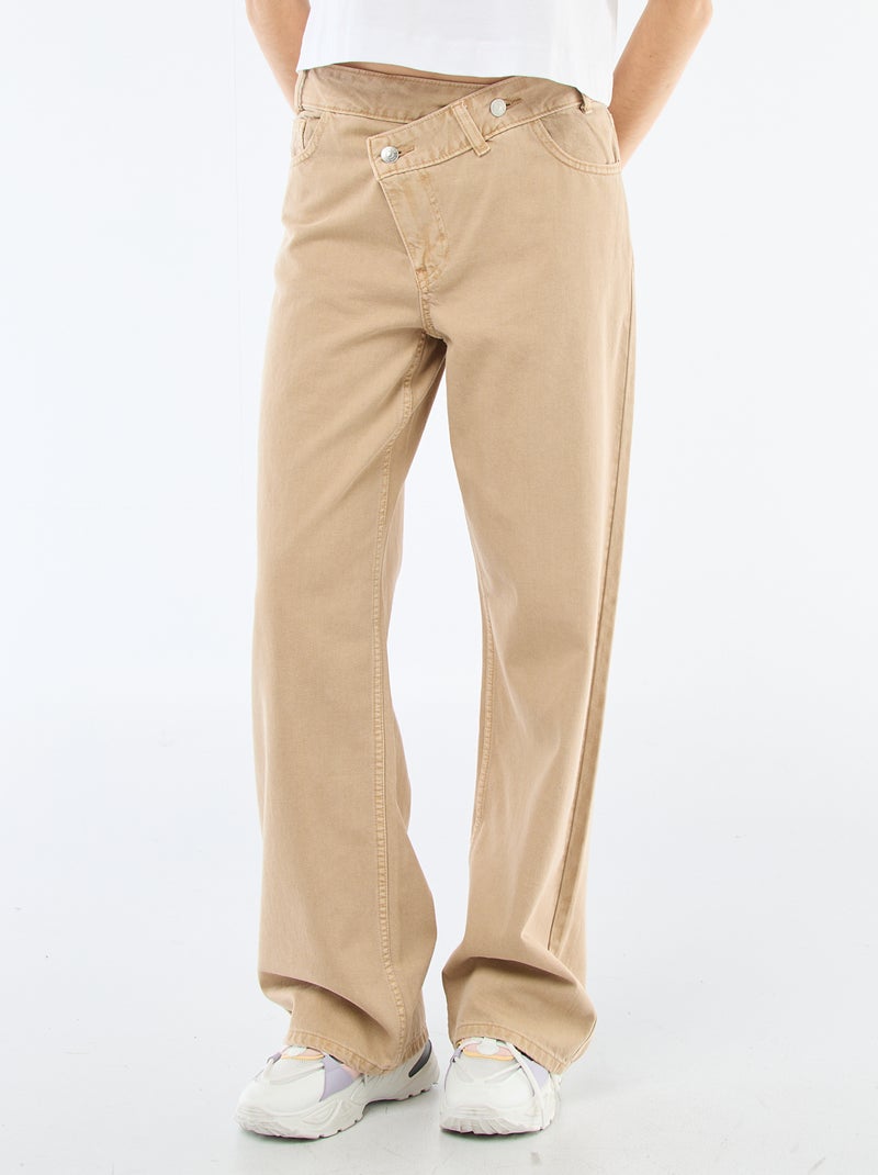 Pantalón de twill con abertura asimétrica Beige - Kiabi