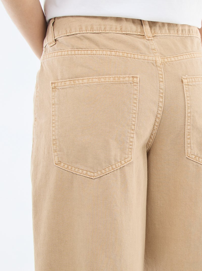 Pantalón de twill con abertura asimétrica Beige - Kiabi