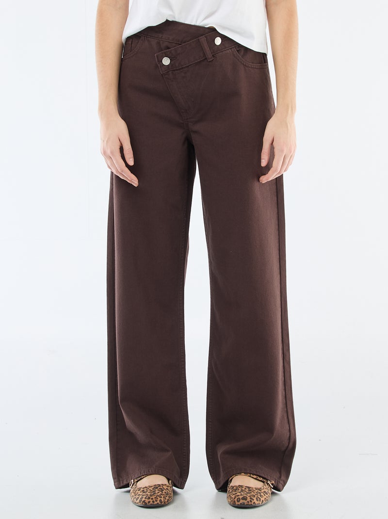 Pantalón de twill con abertura asimétrica Marron - Kiabi
