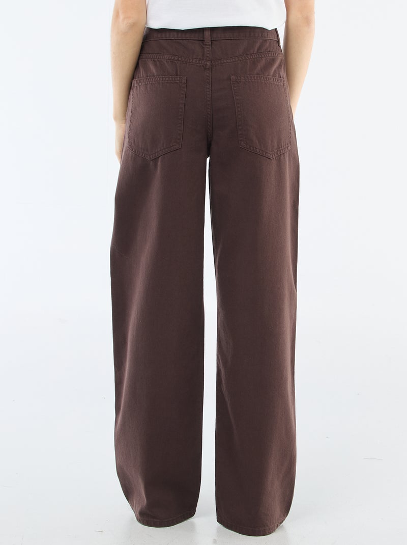 Pantalón de twill con abertura asimétrica Marron - Kiabi