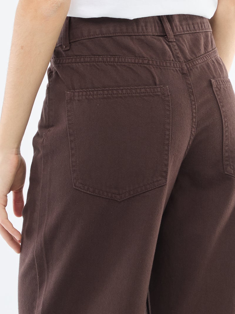 Pantalón de twill con abertura asimétrica Marron - Kiabi