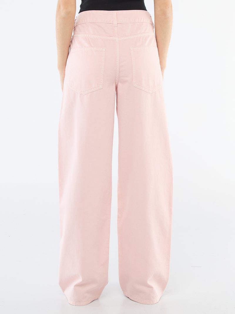 Pantalón de twill con abertura asimétrica Rosa - Kiabi