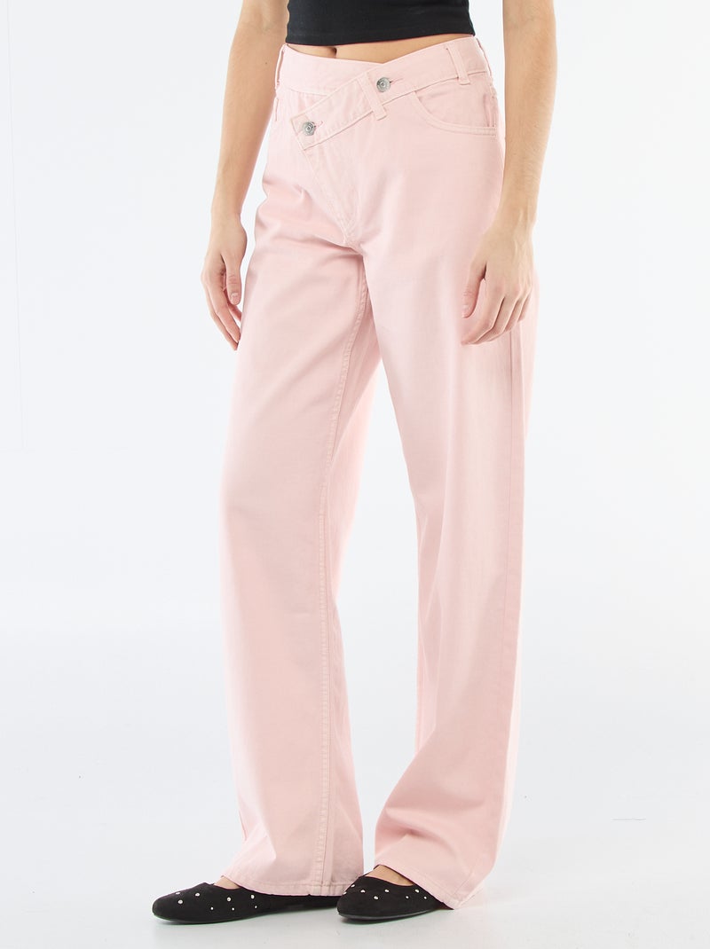 Pantalón de twill con abertura asimétrica Rosa - Kiabi