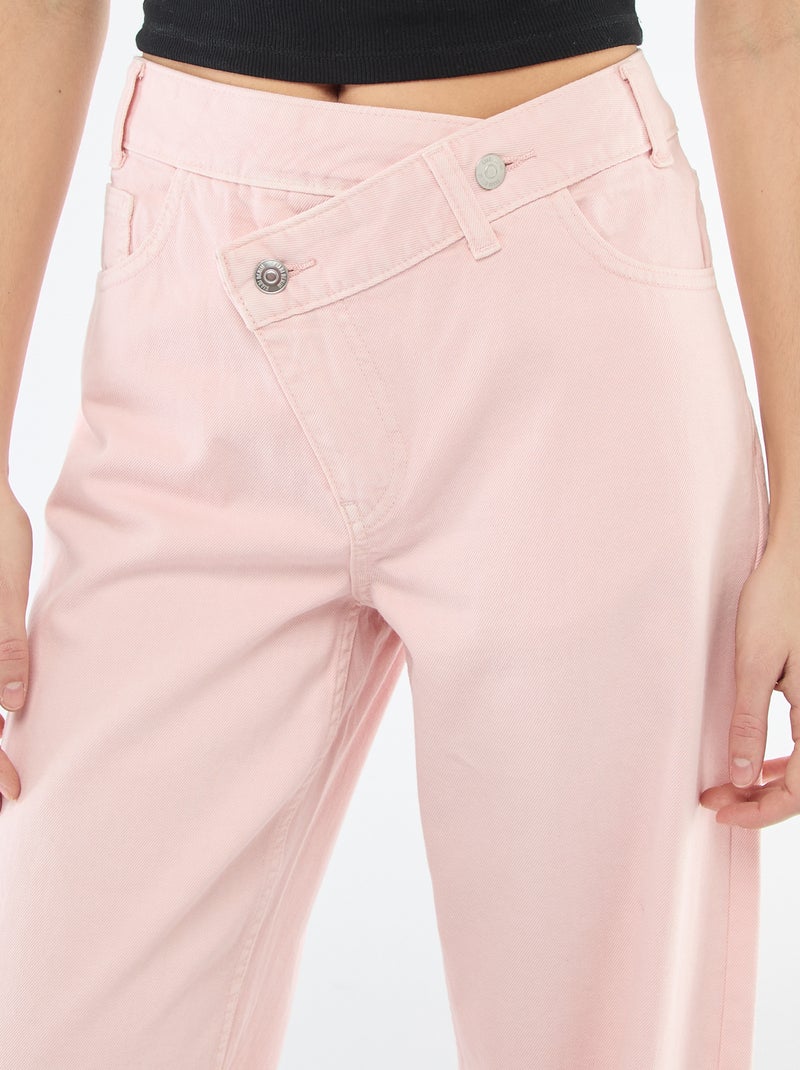 Pantalón de twill con abertura asimétrica Rosa - Kiabi