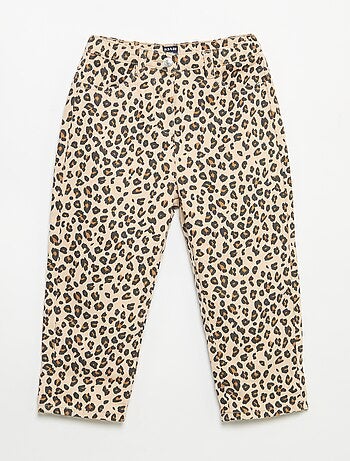 Pantalón de twill con estampado de leopardo