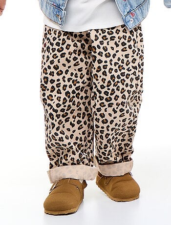 Pantalón de twill con estampado de leopardo