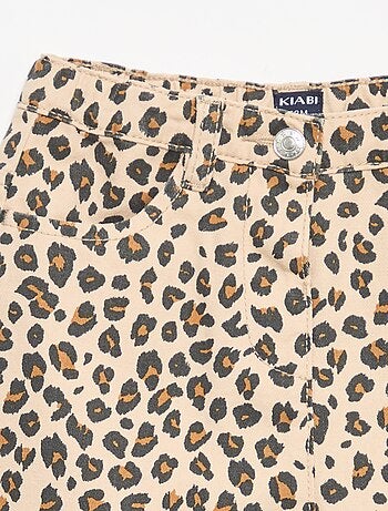 Pantalón de twill con estampado de leopardo