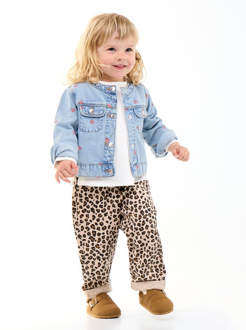 Pantalón de twill con estampado de leopardo - Kiabi Pantalón de twill con estampado de leopardo - Kiabi