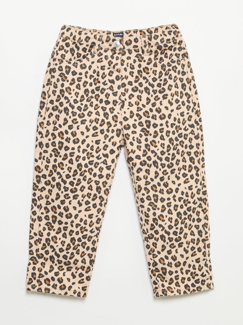 Pantalón de twill con estampado de leopardo Beige - Kiabi