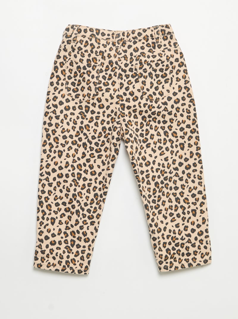 Pantalón de twill con estampado de leopardo Beige - Kiabi