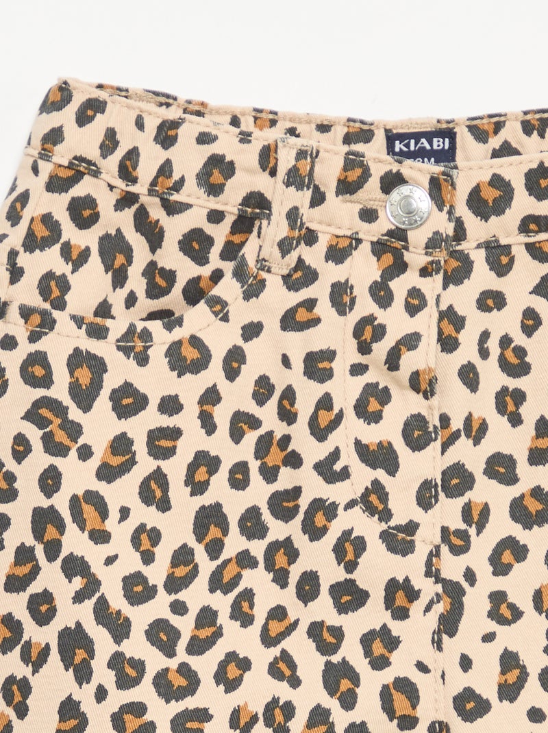 Pantalón de twill con estampado de leopardo Beige - Kiabi