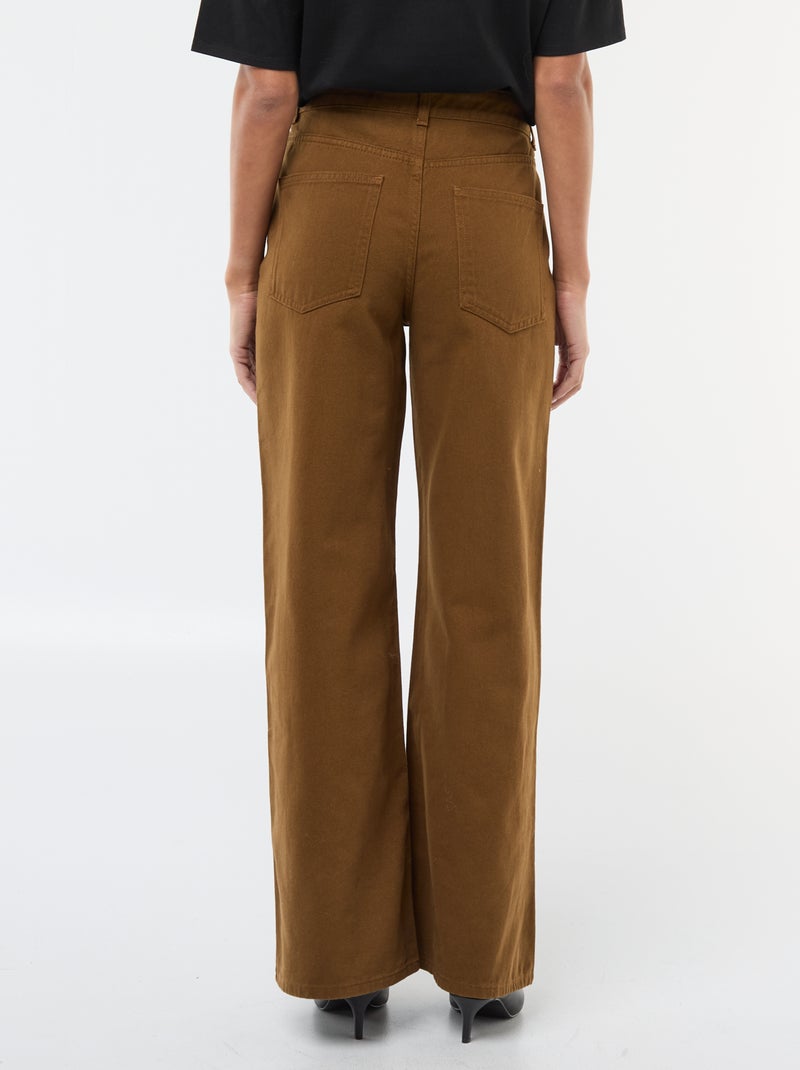 Pantalón de twill de algodón con cinturón descentrado Marron - Kiabi