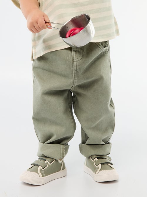 Pantalón de twill paperbag talla 3/4 - Kiabi