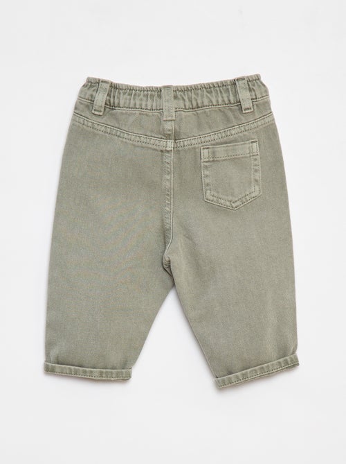 Pantalón de twill paperbag talla 3/4 - Kiabi