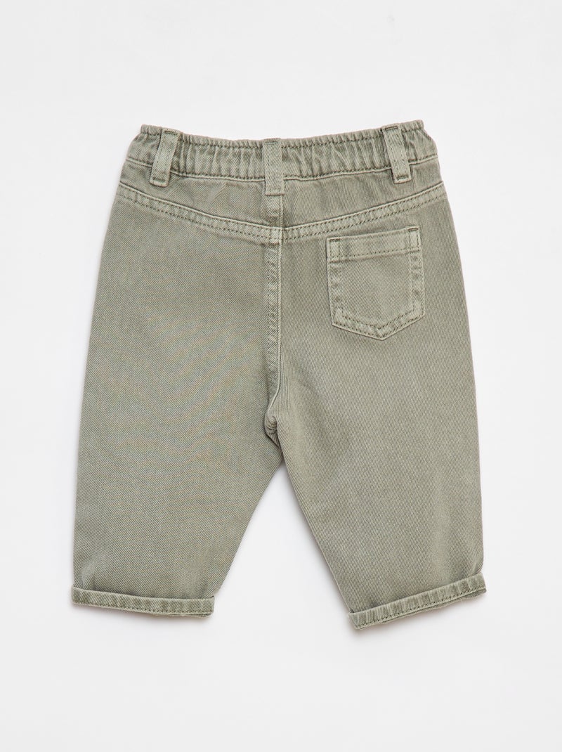 Pantalón de twill paperbag talla 3/4 Verde - Kiabi