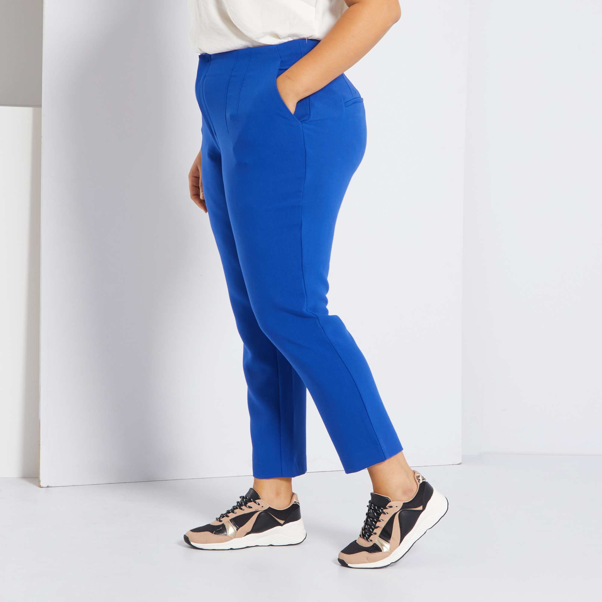 Pantalón de vestir de talle alto tallas grandes mujer - azul océano