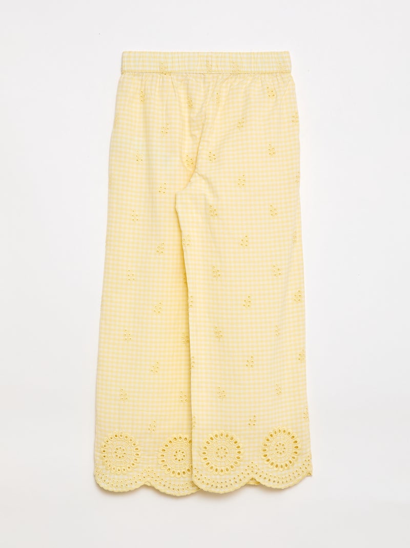 Pantalón de vichy en algodón Amarillo - Kiabi