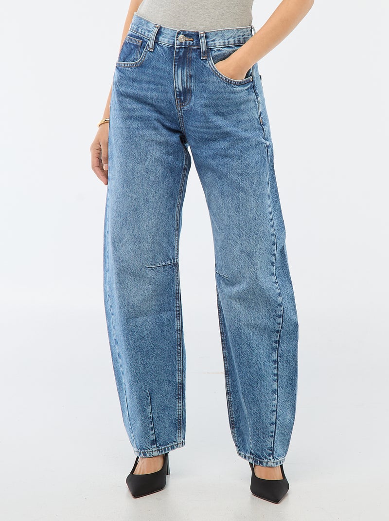 Pantalón denim barrel de algodón Azul - Kiabi