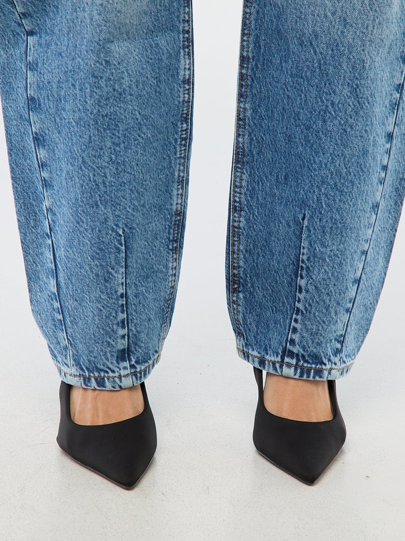 Pantalón denim barrel de algodón Azul - Kiabi