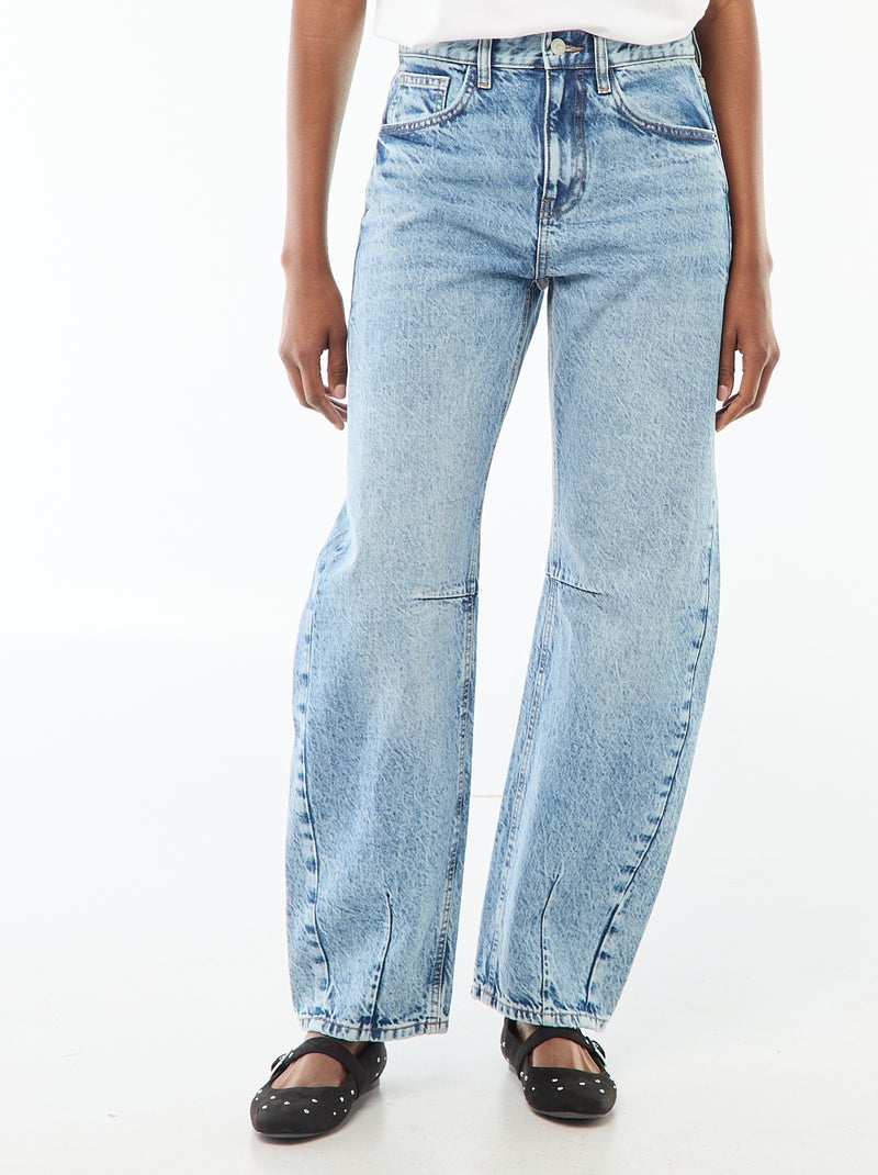 Pantalón denim barrel de algodón Azul - Kiabi