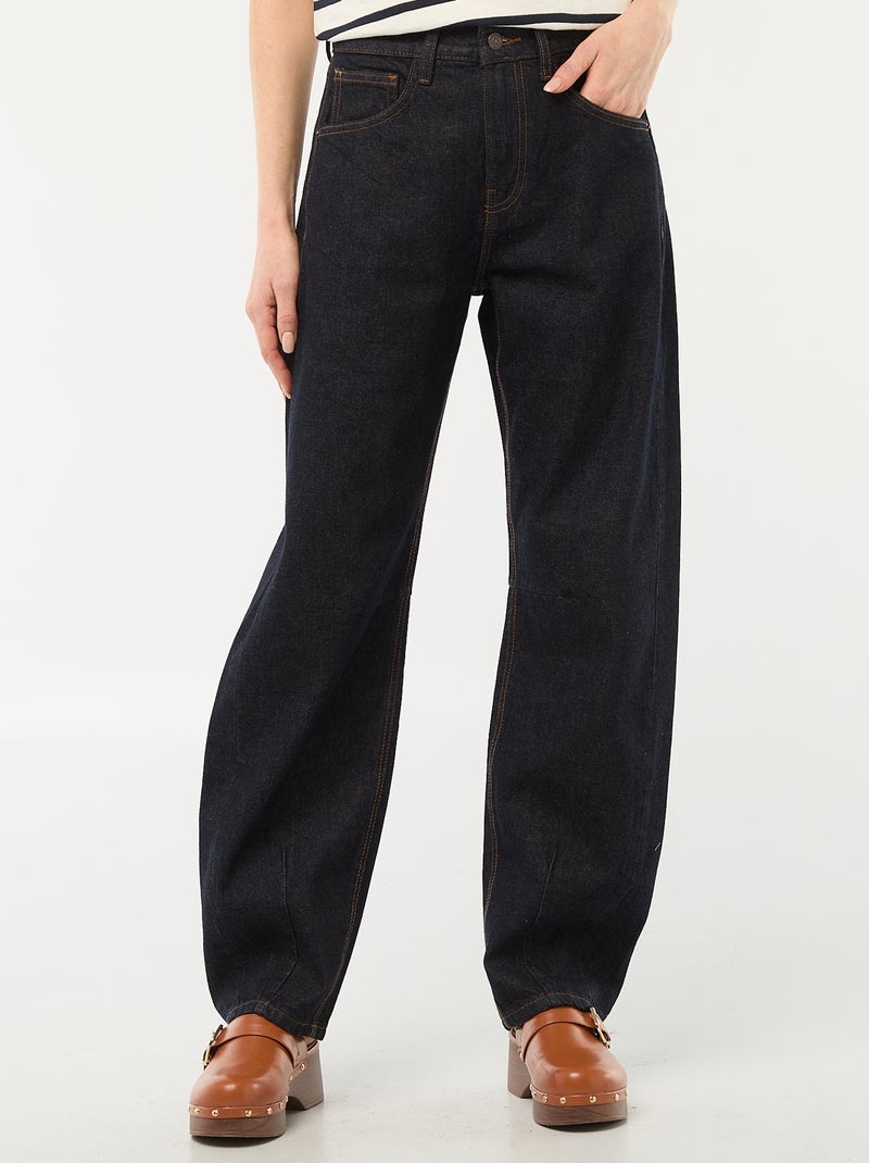 Pantalón denim barrel de algodón Azul - Kiabi