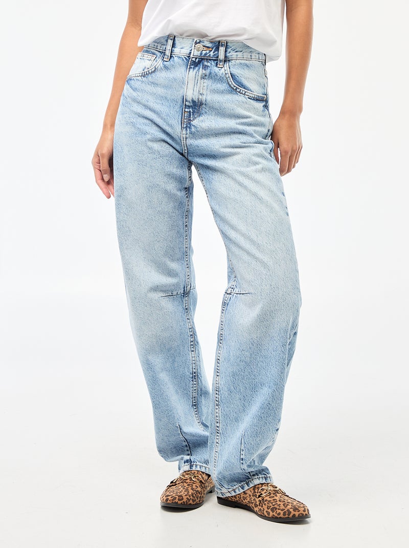 Pantalón denim barrel de algodón Azul - Kiabi