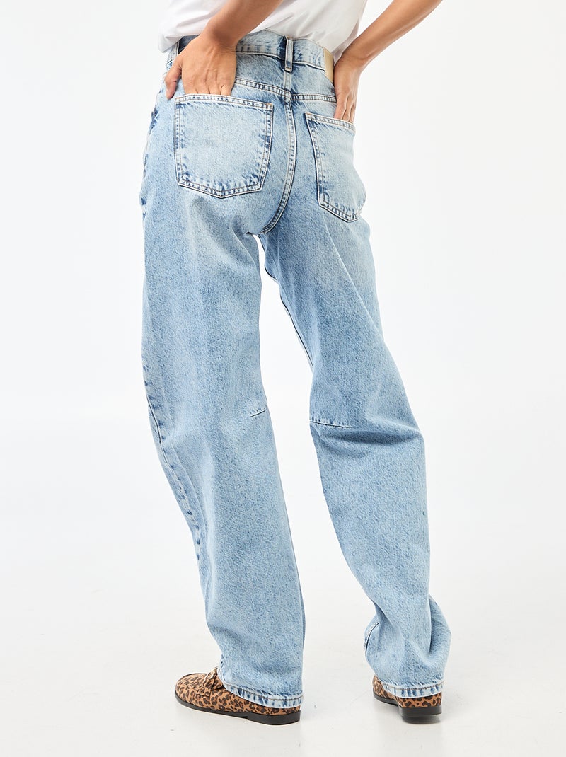Pantalón denim barrel de algodón Azul - Kiabi