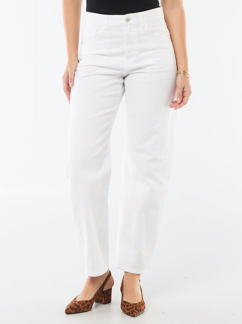 Pantalón denim barrel de algodón Blanco - Kiabi