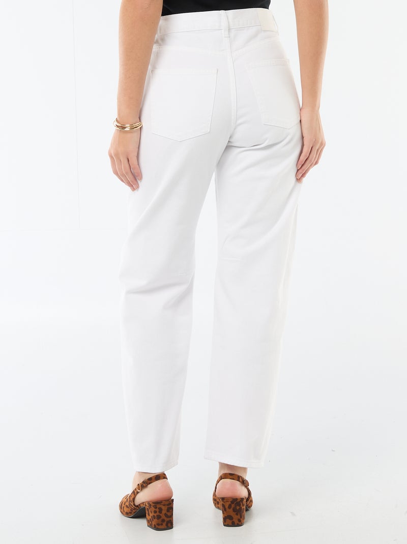 Pantalón denim barrel de algodón Blanco - Kiabi