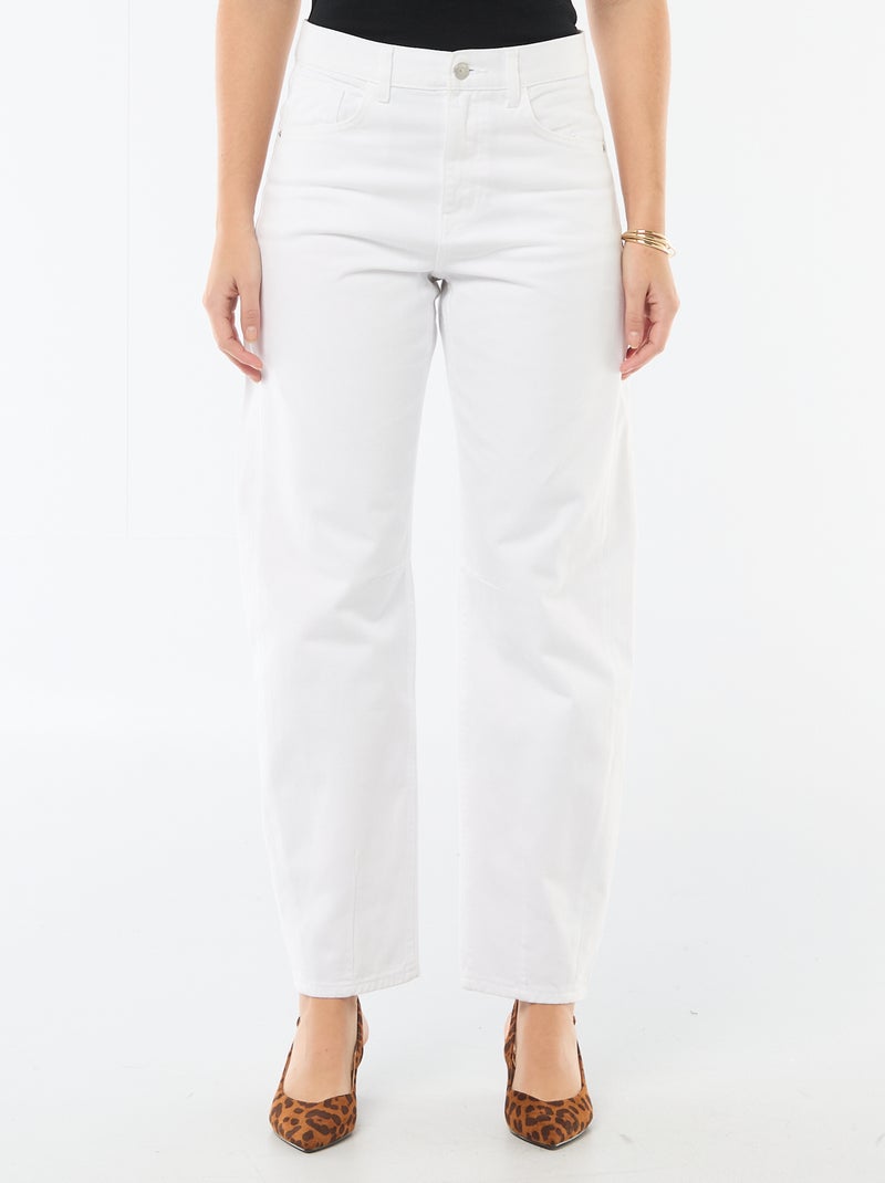 Pantalón denim barrel de algodón Blanco - Kiabi
