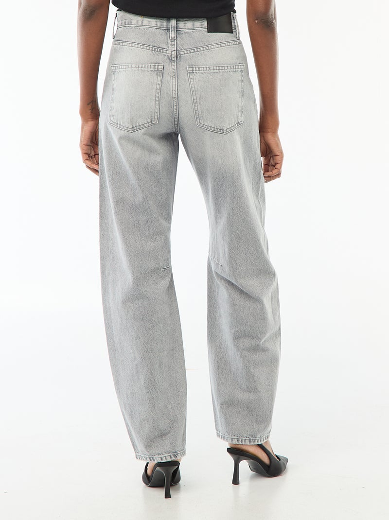 Pantalón denim barrel de algodón Gris - Kiabi
