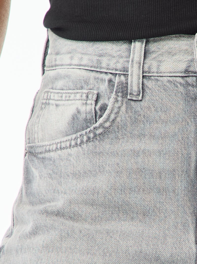 Pantalón denim barrel de algodón Gris - Kiabi