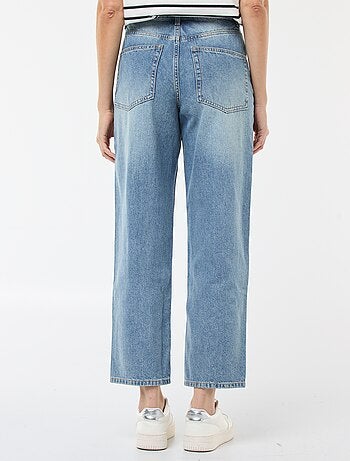 Pantalón denim barrel fit liso con lazo