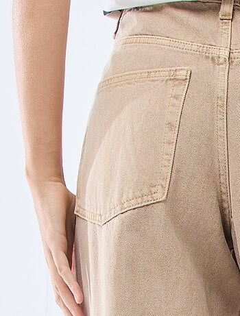 Pantalón denim barrel fit liso con lazo