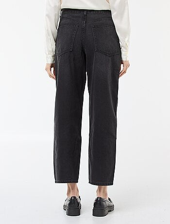 Pantalón denim barrel fit liso con lazo