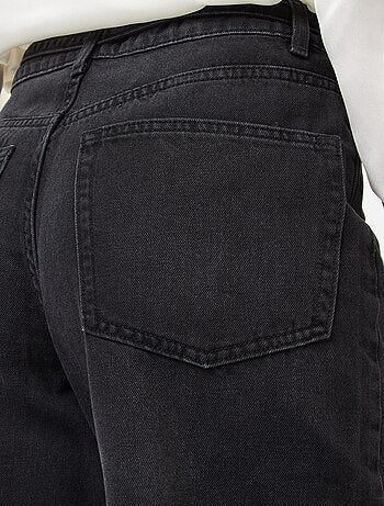Pantalón denim barrel fit liso con lazo