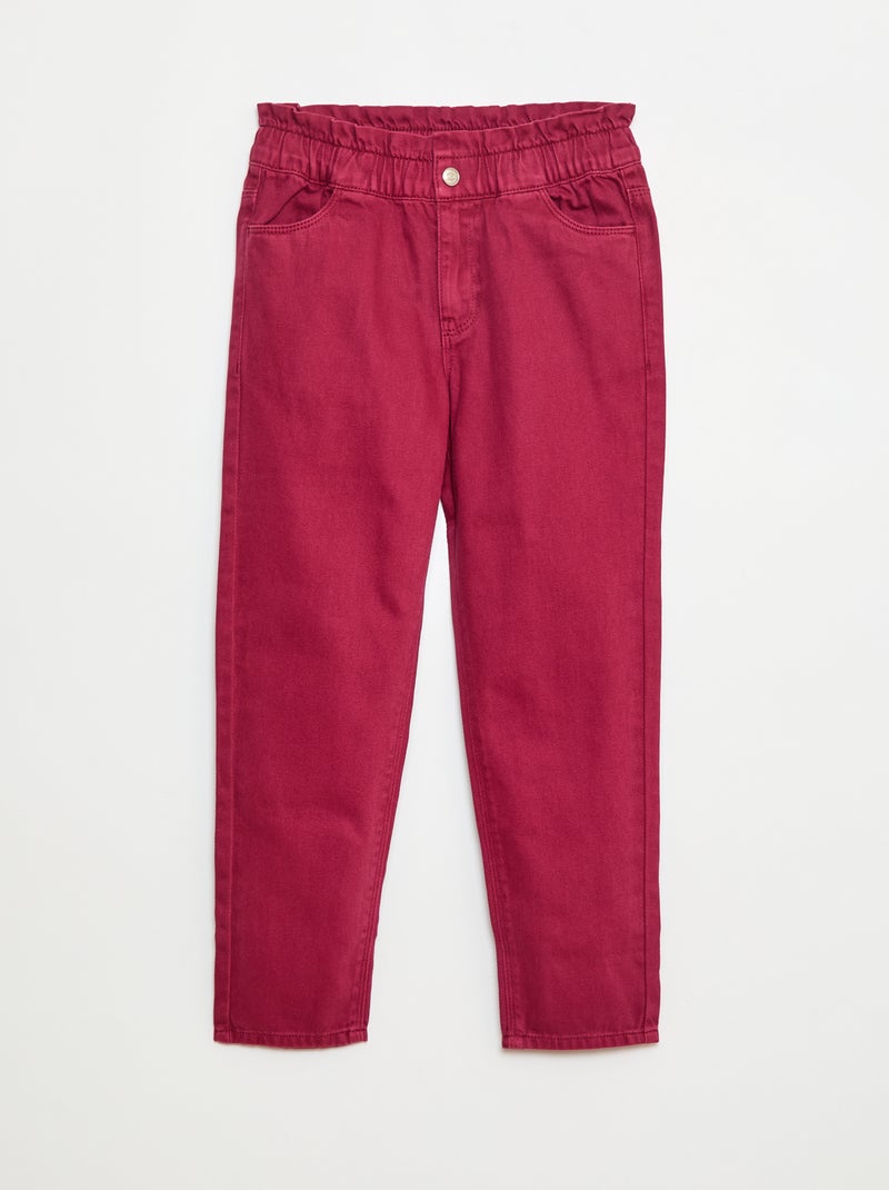 Pantalón denim mom de talle alto Rojo - Kiabi