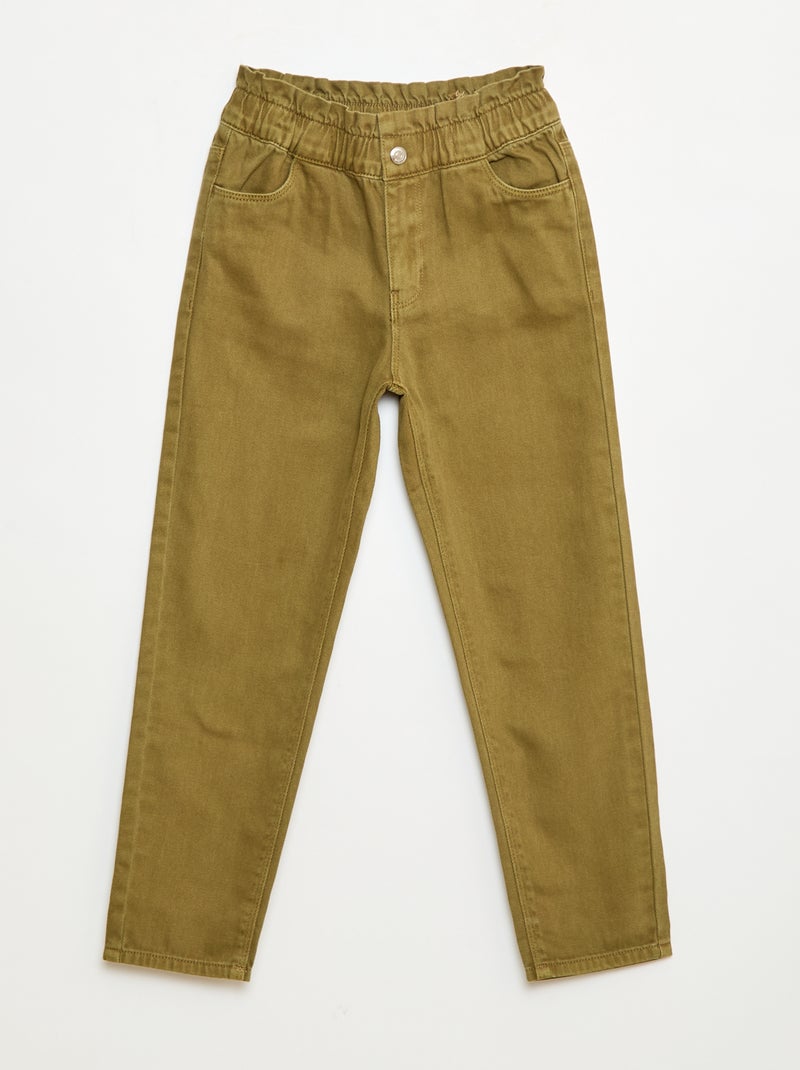 Pantalón denim mom de talle alto Verde - Kiabi