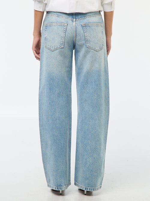 Pantalón denim recto con strass - Kiabi