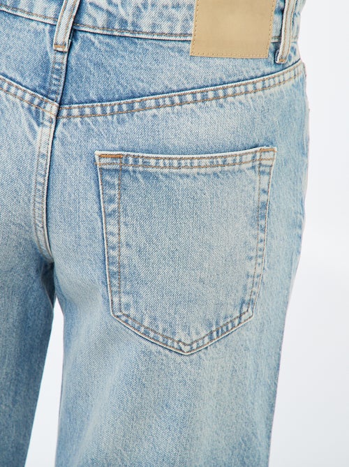 Pantalón denim recto con strass - Kiabi