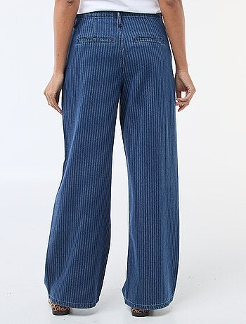 Pantalón denim wide leg a rayas